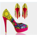 Nuevos zapatos de tacón alto de moda impresos del oeste africano (HCY02-1354)